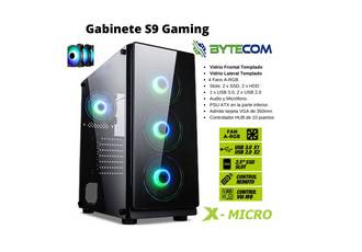 GABINETE X-MICRO S9 S/FUENTE GAMER V.TEMPLADO 4 FAN RGB MID TOWER