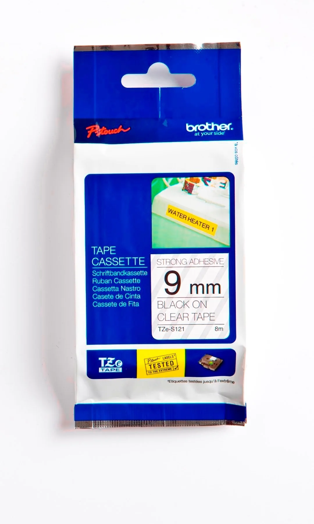 Cinta Rotuladora Brother Doble Adhesivo TZE-S121 9mm Negro/Transparente 8 MTS Laminada