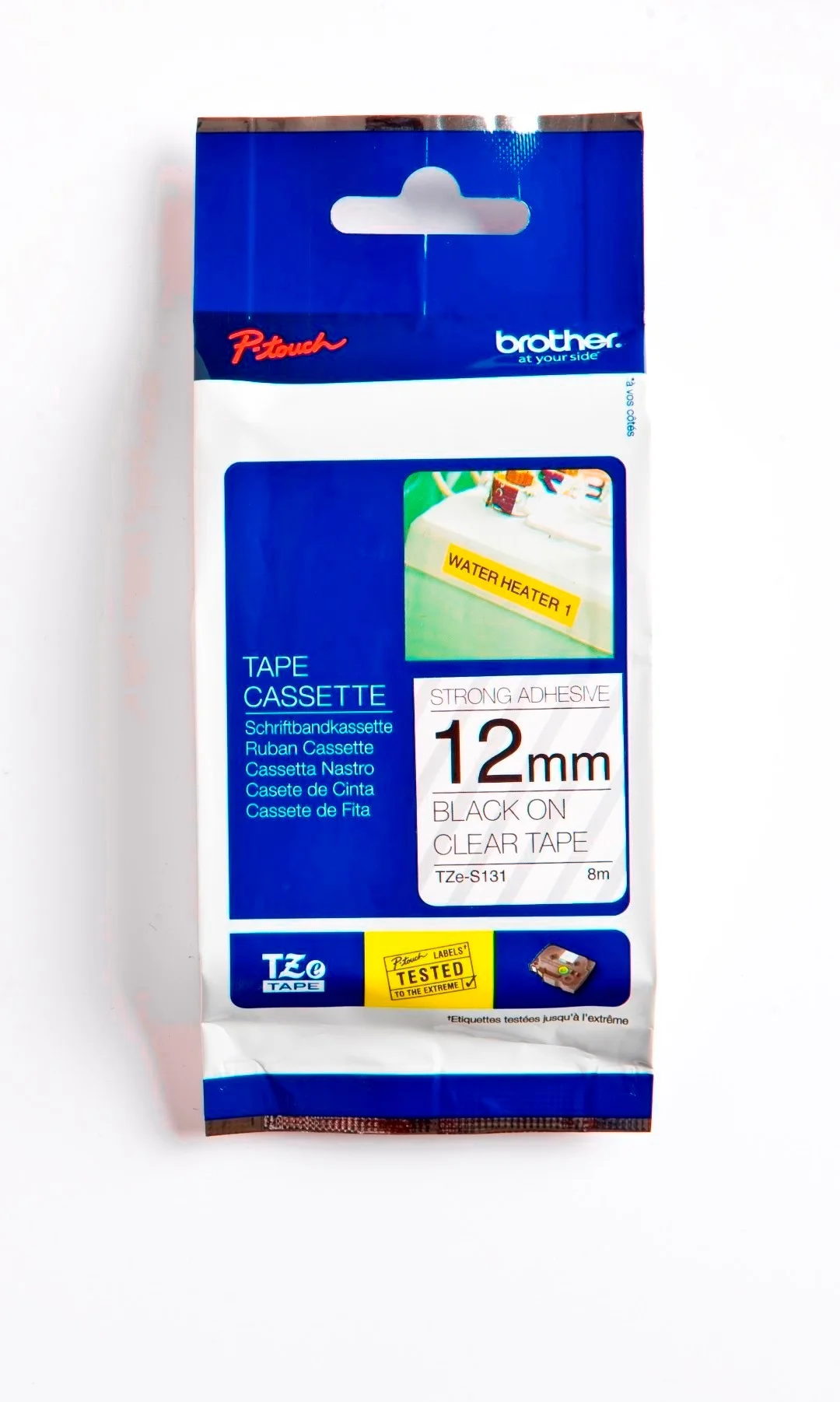 Cinta Rotuladora Brother Doble Adhesivo TZE-S131 12mm Negro/Transparente 8 MTS Laminada